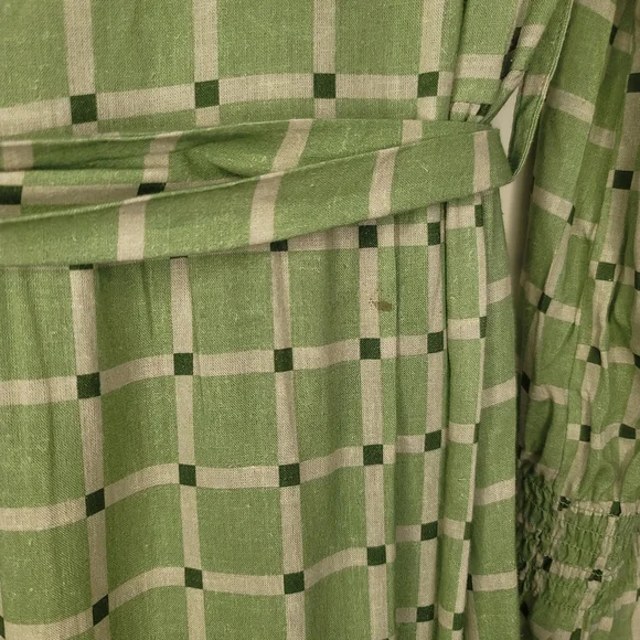 Taylor Tillman Green Cotton Linen Midi Dress Cottagecore - Picture 8 of 8